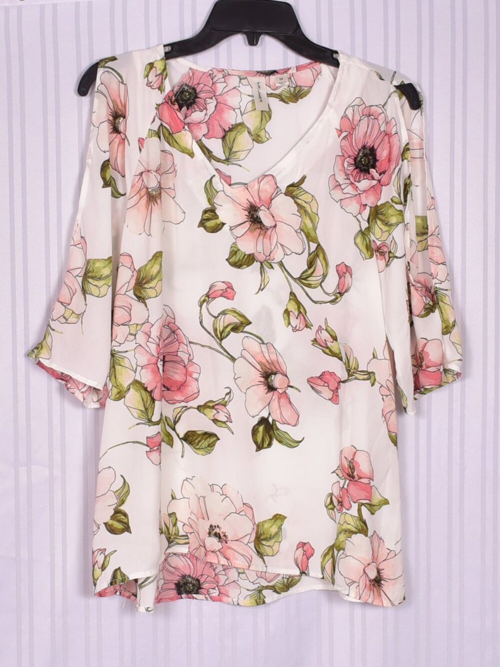 Tacera Cold Shoulder Floral Top Size Medium